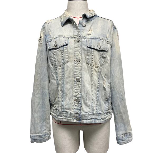 Aeropostale Womens Size L Distressed Denim Button Up Jacket - Picture 1 of 9